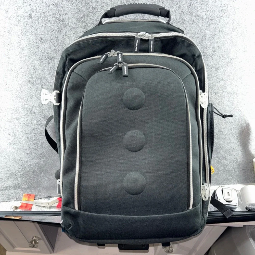 IKEA Family UPPTÄCKA Wheel Carryon Black Orange W/Detachable Backpack Suitcase